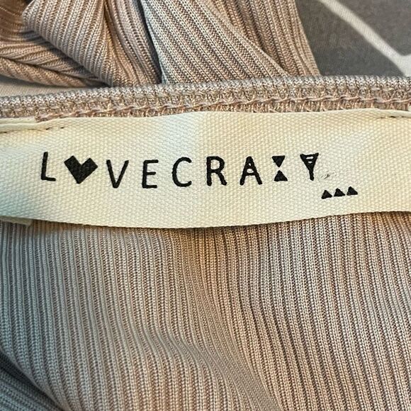 Love Crazy Wide Leg Jumpsuit Tan Ribbed Knit Adjustable Spaghetti Straps S - Picture 4 of 5